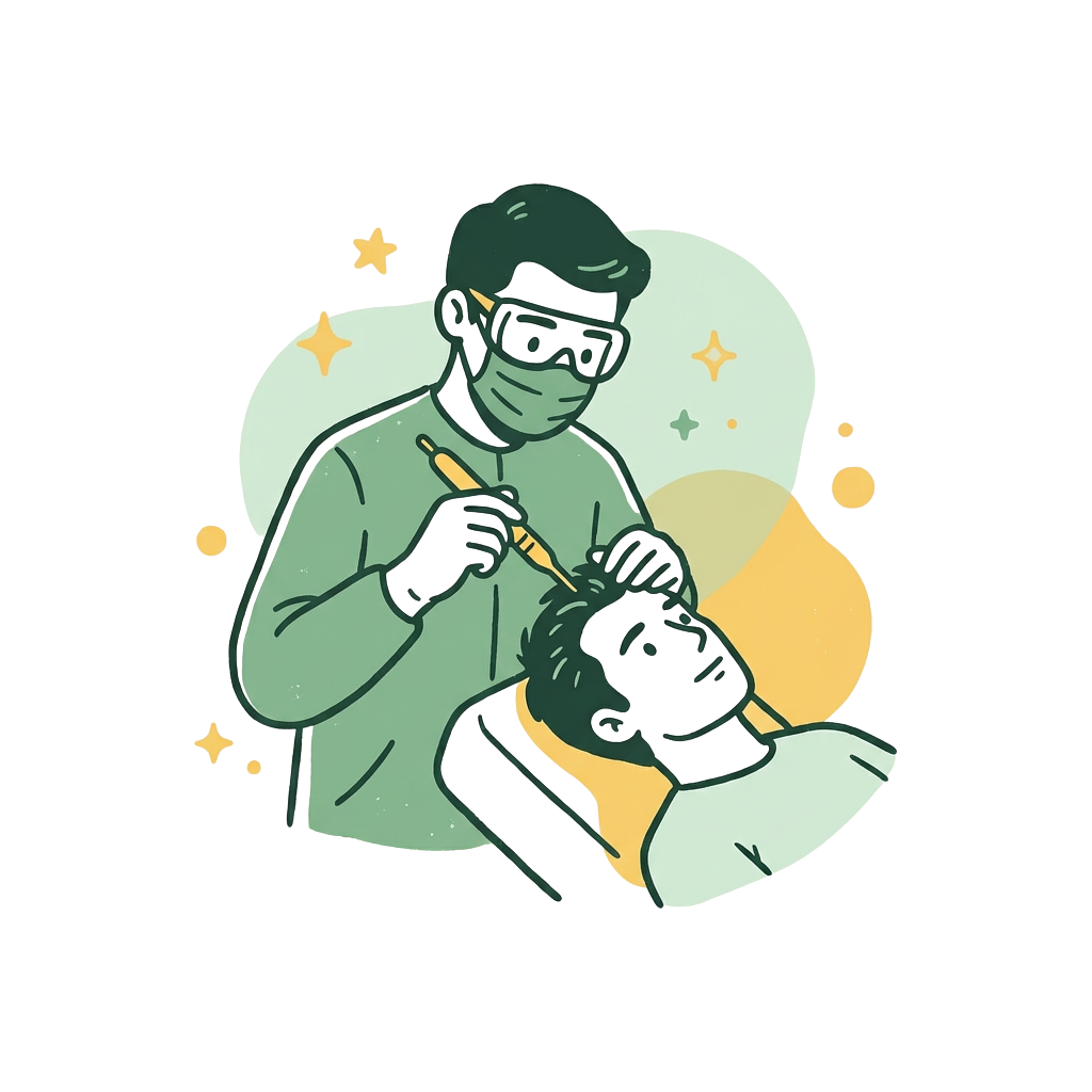 Doctor performing hair transplant surgery